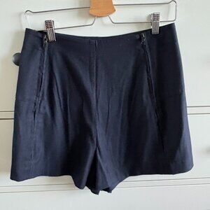 EUC - MALIA MILLS - HIGH-WAIST WOOL-BLEND DRESS SHORTS - NAVY - SIZE: 8